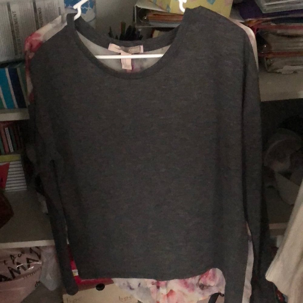Grey long sleeve with floral back forever 21 shirt
